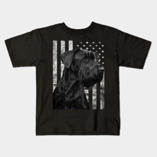 Urban Schnauzer American Flag Statement Tee for Canine Aficionados Kids T-Shirt